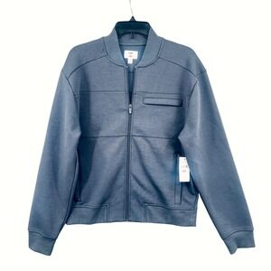 Mode of One Mens Fleece Wall Bomber Track Jacket Ebony Grey S NWT